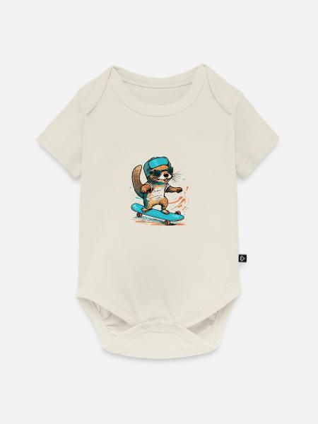 Otter-Skateboarding - Baby Premium Kurzarmbody - Naturweiß