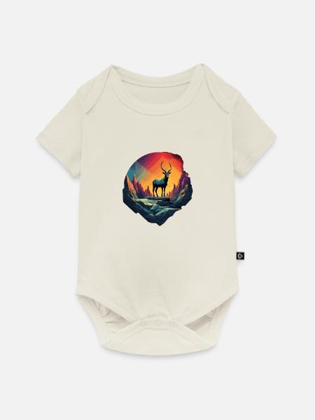 Steinbock im Bergland - Baby Premium Kurzarmbody - Naturweiß