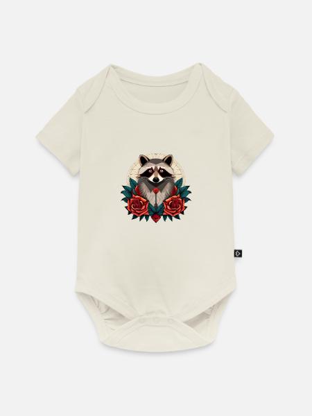Waschbär - Baby Premium Kurzarmbody - Naturweiß