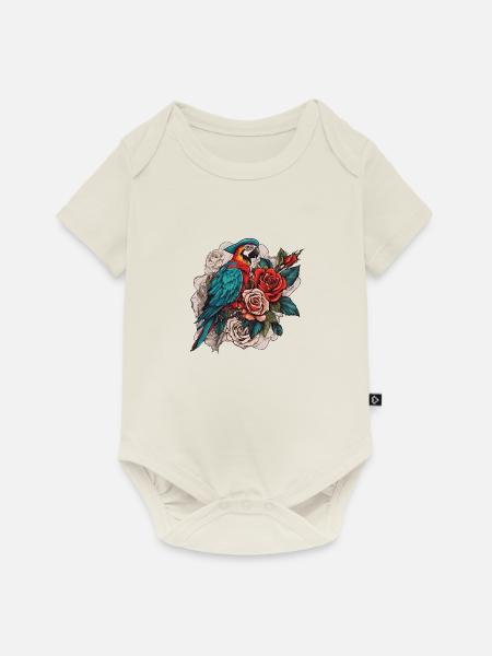 Papagei - Baby Premium Kurzarmbody - Naturweiß