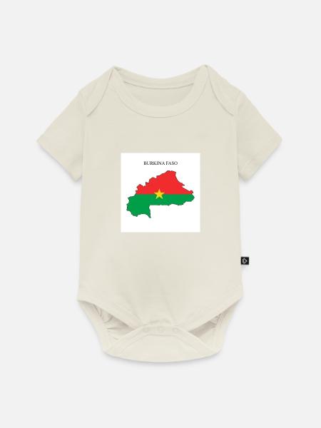 Burkina Faso Flagge, Map - Baby Premium Kurzarmbody - Naturweiß