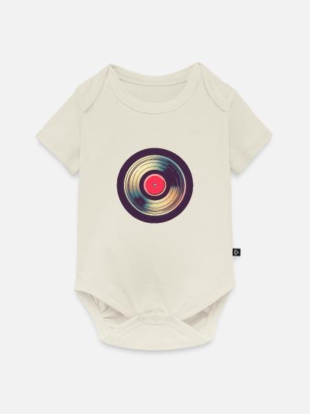 Retro Schallplatte - Baby Premium Kurzarmbody - Naturweiß