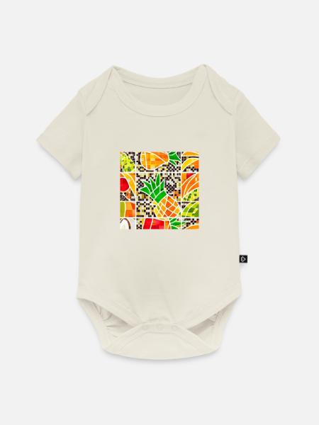 Tropische Früchte Mosaik - Baby Premium Kurzarmbody - Naturweiß