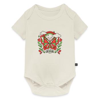 Retro Schmetterling - Baby Premium Kurzarmbody - Naturweiß - Vorne