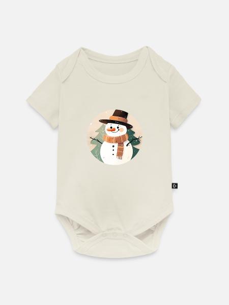 Schneemann - Baby Premium Kurzarmbody - Naturweiß