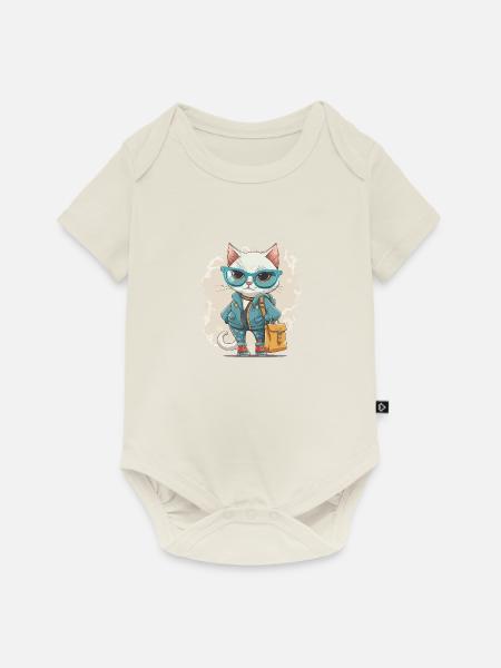 Katzenmode - Baby Premium Kurzarmbody - Naturweiß