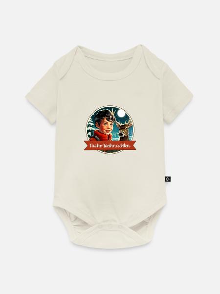 Junge im Winterwald - Baby Premium Kurzarmbody - Naturweiß