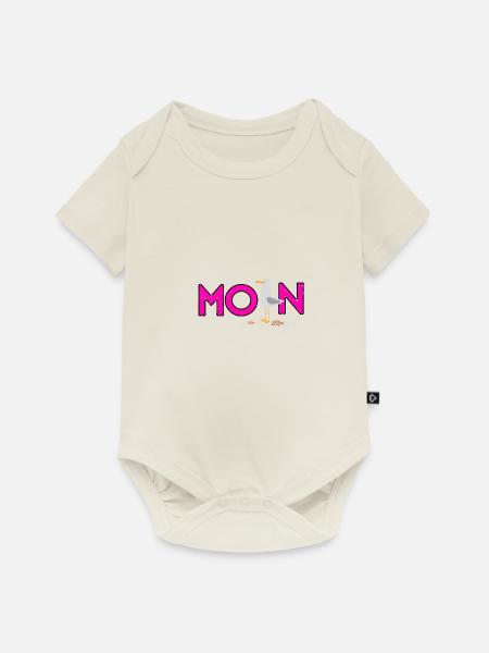 MOIN Möwe pink - Urlaub im Norden - Baby Premium Kurzarmbody - Naturweiß