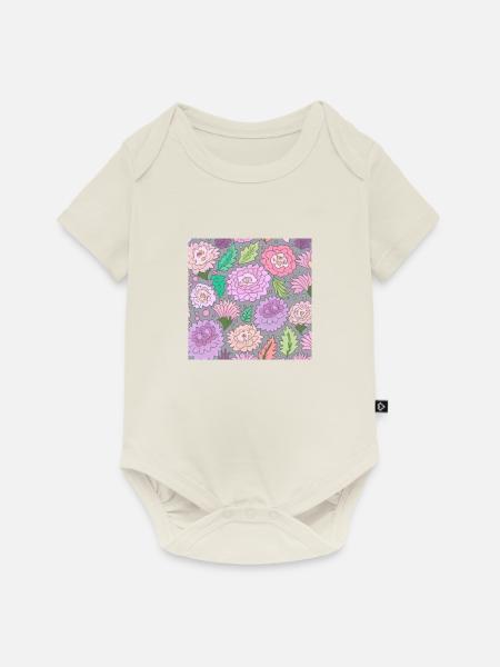 Blumenmuster Blumen - Baby Premium Kurzarmbody - Naturweiß