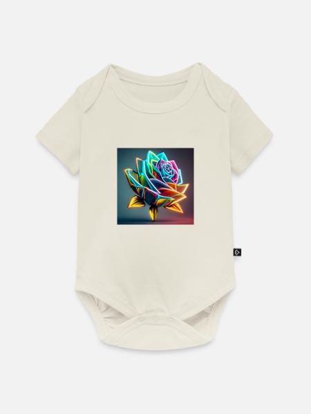 Bunte Rose - Baby Premium Kurzarmbody - Naturweiß