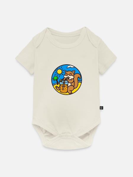 Eichhörnchen trinken Saft - Baby Premium Kurzarmbody - Naturweiß