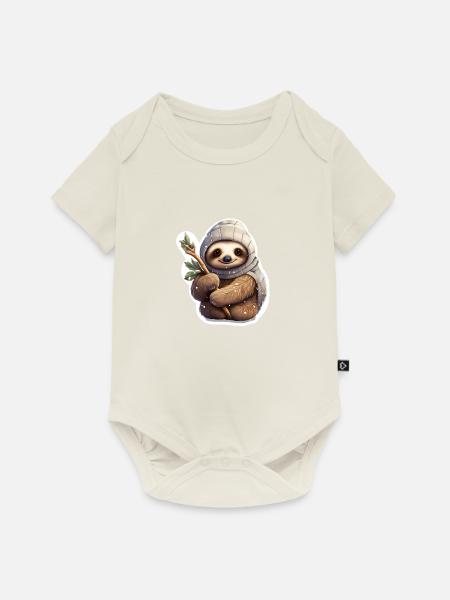 winterliches Faultier - Baby Premium Kurzarmbody - Naturweiß