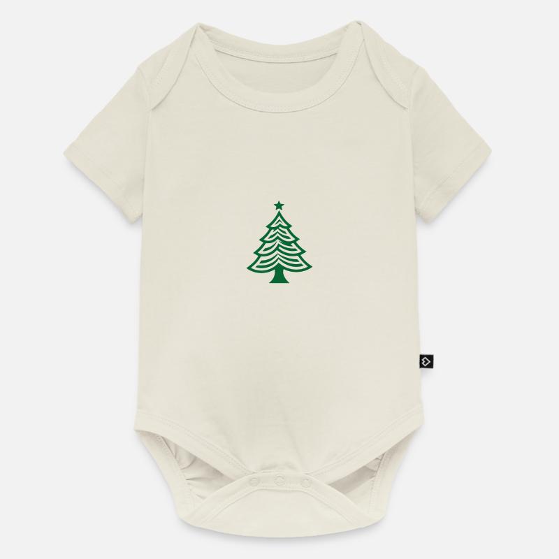 Grüner Weihnachtsbaum Christbaum oder Tannenbaum - Baby Premium Kurzarmbody - Naturweiß