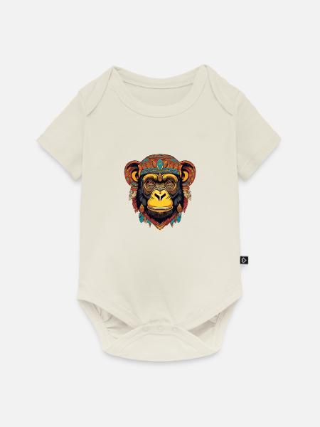 Schimpanse - Baby Premium Kurzarmbody - Naturweiß