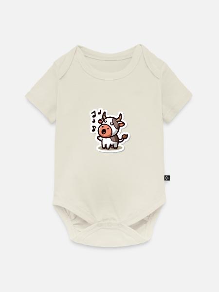 Niedliche singende Kuh Illustration - Baby Premium Kurzarmbody - Naturweiß