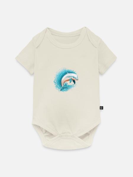 Verspielter Delfin - Baby Premium Kurzarmbody - Naturweiß