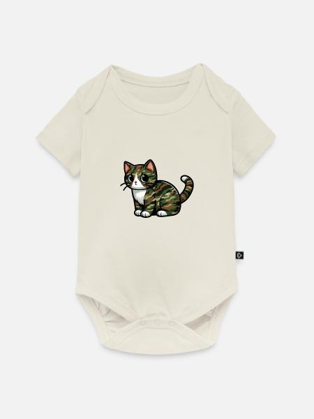 Getarnte Katze - Baby Premium Kurzarmbody - Naturweiß