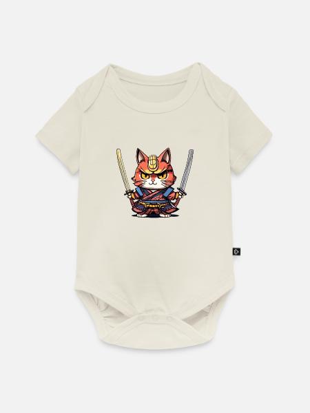 Samurai-Katze #41 - Baby Premium Kurzarmbody - Naturweiß