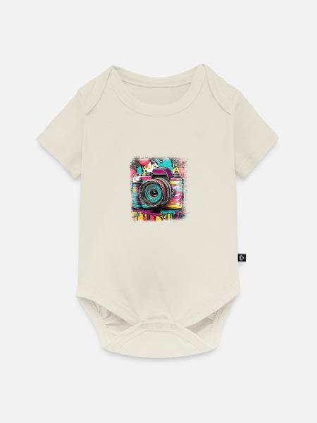 Spiegelreflex Kamera Fotograf - Baby Premium Kurzarmbody - Naturweiß