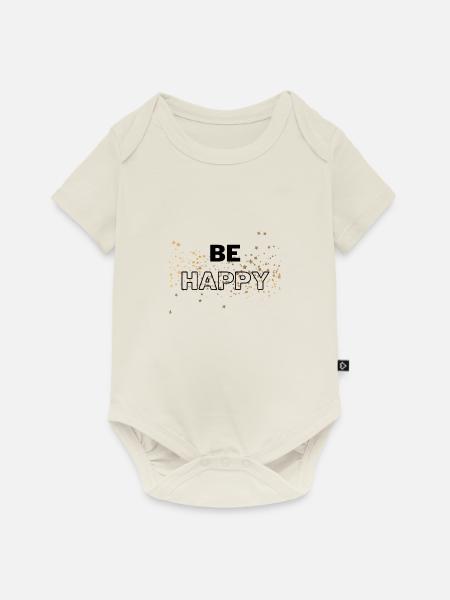 be happy - Baby Premium Kurzarmbody - Naturweiß