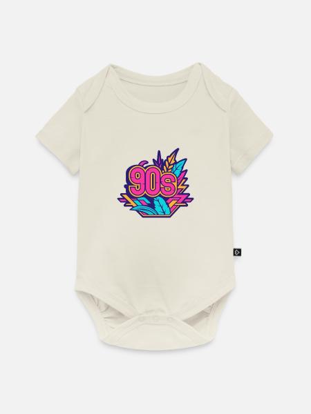90s Logo - Baby Premium Kurzarmbody - Naturweiß