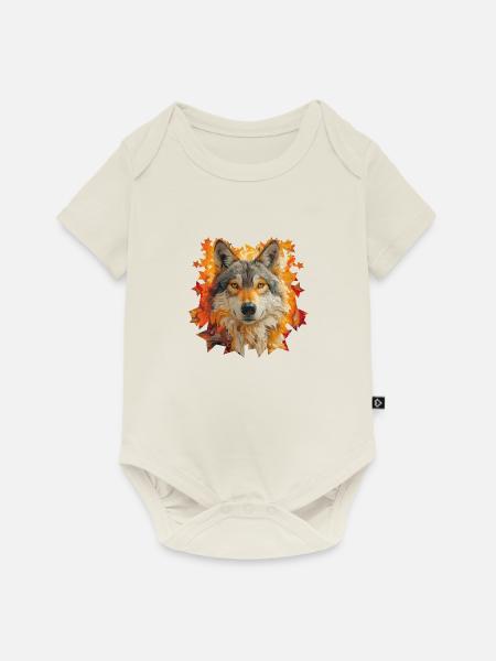 Wolf und Sterne - Baby Premium Kurzarmbody - Naturweiß