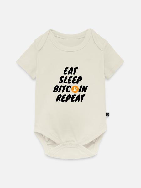 Krypto Eat sleep bitcoin repeat - Baby Premium Kurzarmbody - Naturweiß