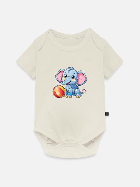 Spielender Babyelefant - Baby Premium Kurzarmbody - Naturweiß