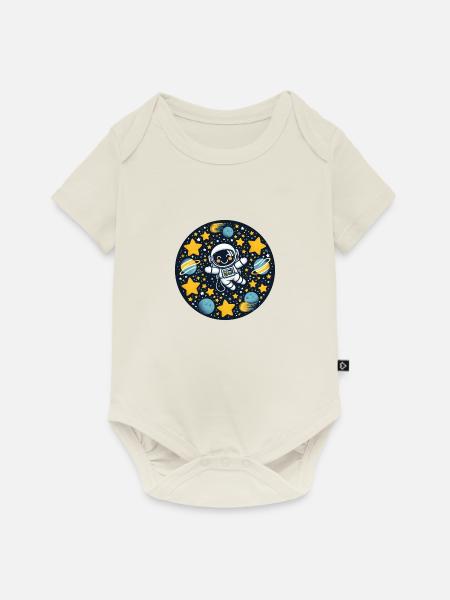 Astronaut kid in space - Baby Premium Kurzarmbody - Naturweiß