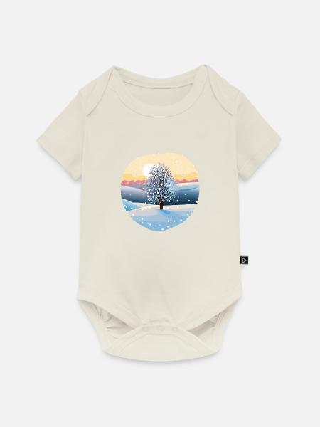Winterzauber: Schneezauberbaum - Baby Premium Kurzarmbody - Naturweiß