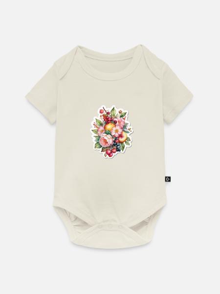Blumen und Obst - Baby Premium Kurzarmbody - Naturweiß