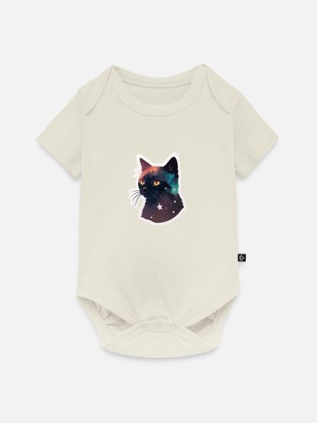 Katze in den Sternen - Baby Premium Kurzarmbody - Naturweiß