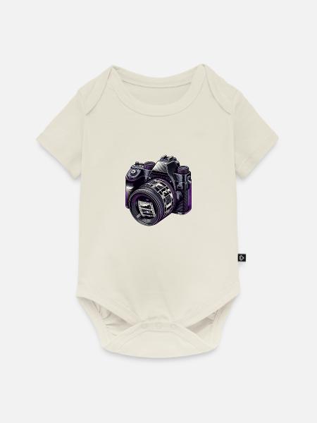 Nostalgische Fotokamera - Baby Premium Kurzarmbody - Naturweiß