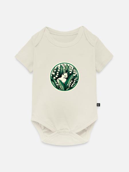 Maiglöckchen weiße Katze - Baby Premium Kurzarmbody - Naturweiß