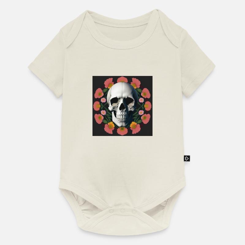 Flower-Skull - Baby Premium Kurzarmbody - Naturweiß