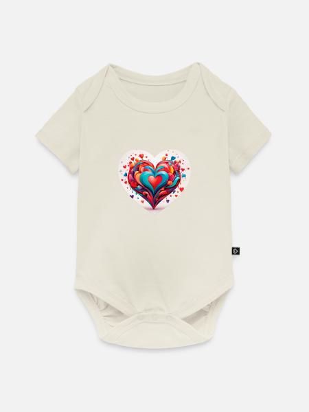 Herz mit Formen - Baby Premium Kurzarmbody - Naturweiß