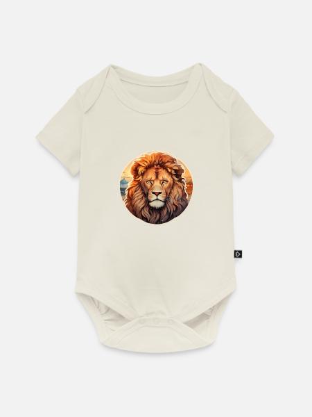 Löwe in der Savanne - Baby Premium Kurzarmbody - Naturweiß
