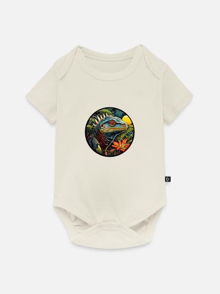 Echse im Dschungel - Baby Premium Kurzarmbody - Naturweiß