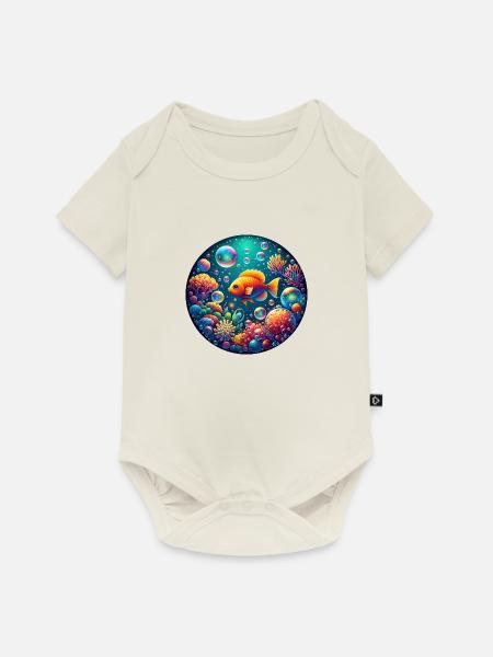 Unterwasser Zauberwelt - Baby Premium Kurzarmbody - Naturweiß