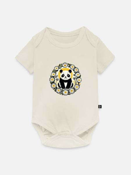 Großer Panda - Baby Premium Kurzarmbody - Naturweiß