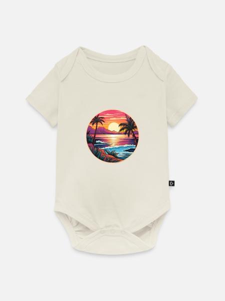 Tropisches Paradies - Baby Premium Kurzarmbody - Naturweiß