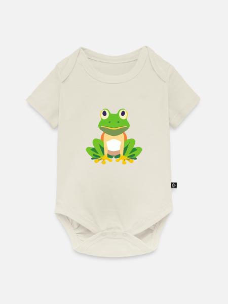 Grüner Frosch sitzt. - Baby Premium Kurzarmbody - Naturweiß