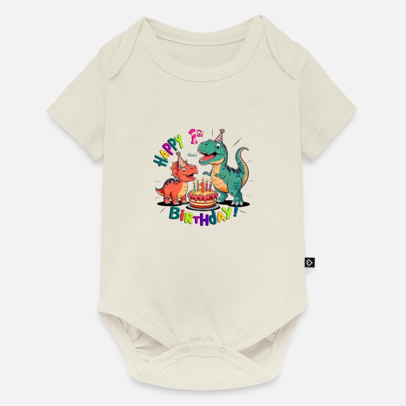 Premier anniversaire de Dino-Mite - Body à manches courtes Premium Bébé - blanc cassé