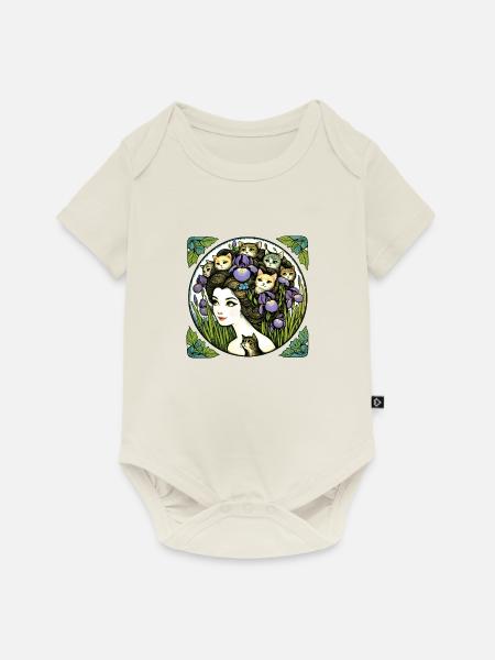 Katzendame - Baby Premium Kurzarmbody - Naturweiß