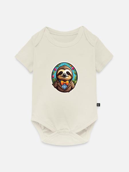 Lustiges Faultier Comic - Baby Premium Kurzarmbody - Naturweiß