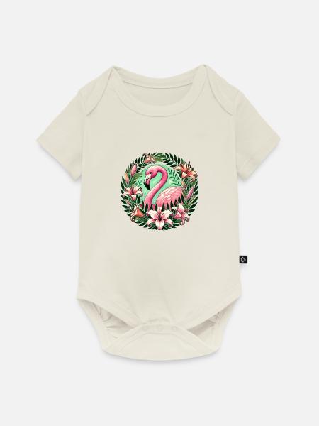 Rosa Flamingo - Baby Premium Kurzarmbody - Naturweiß