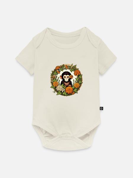 Schimpanse - Baby Premium Kurzarmbody - Naturweiß