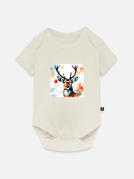 Hirsch gemälde - Baby Premium Kurzarmbody - Naturweiß
