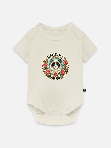 Ragdoll Katze Mama - Baby Premium Kurzarmbody - Naturweiß