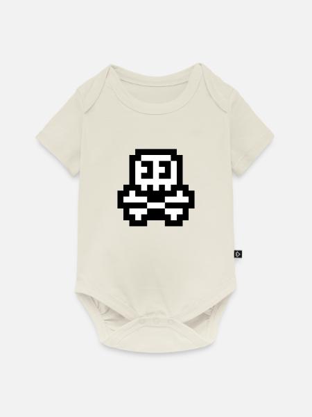 8bit cute skull - Baby Premium Kurzarmbody - Naturweiß
